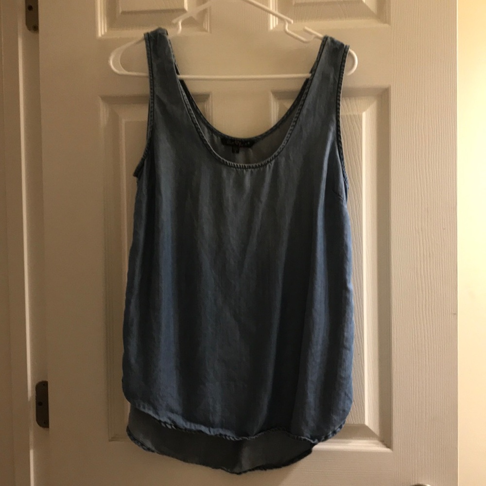 Velvet heart denim tank